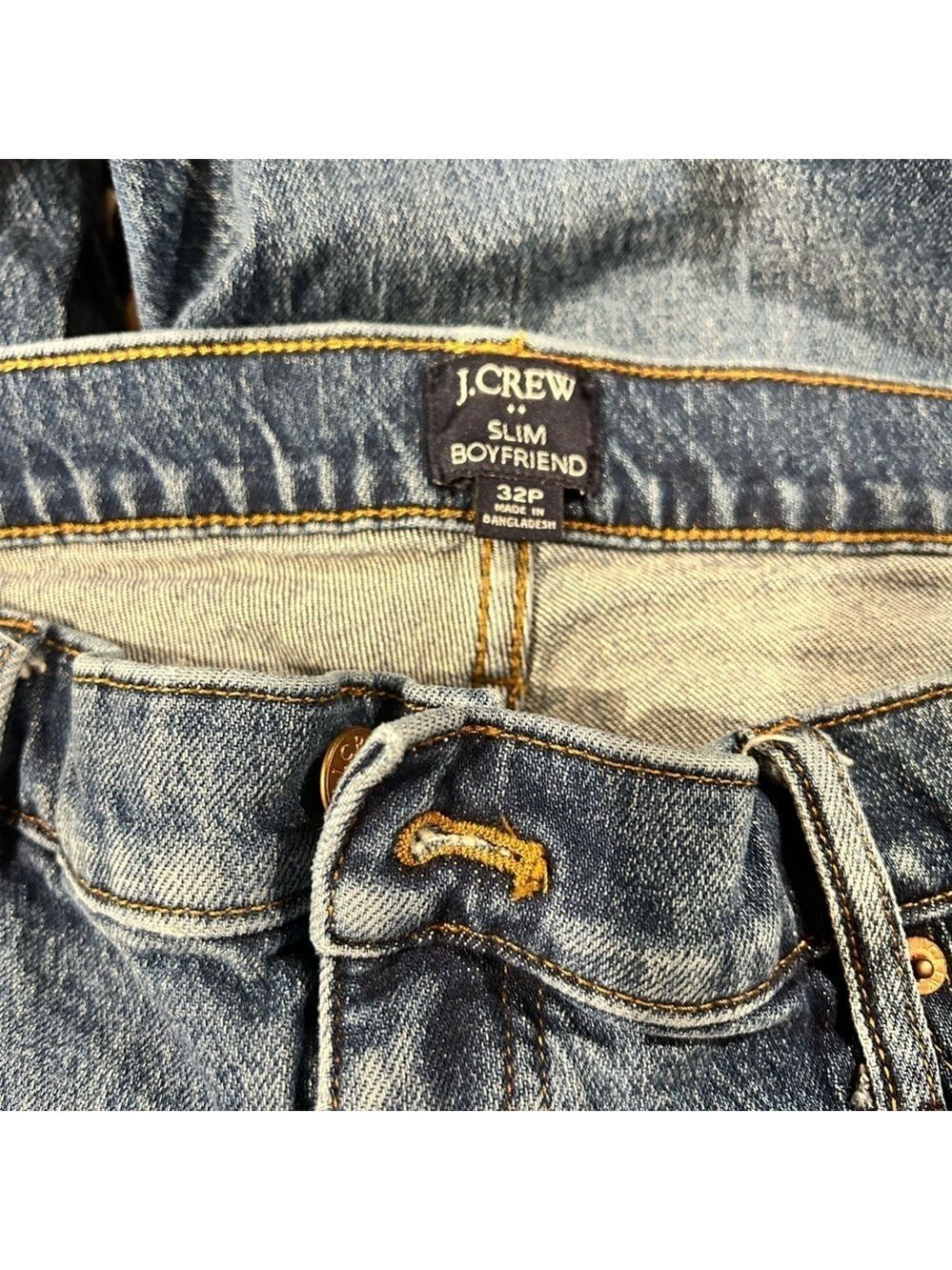J. Crew Slim Boyfriend Jeans All Day Stretched Tinted Indigo Wash Cropped 32P EC - Picture 5 of 6